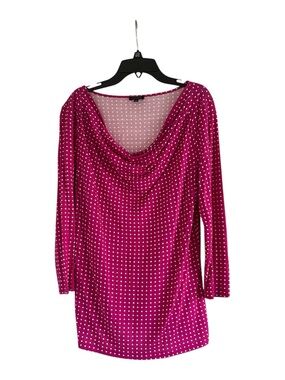 Talbots Polka Dot Cowl Neck Pink and White Size Small Short Sleeve Blouse